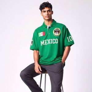 Absolute Rebellion Polo Word Cup Brasil 2014 Mexico Short Sleeve Stretch